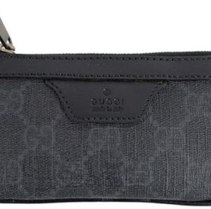 Gucci Black/Gray Leather Supreme Zip Change Purse